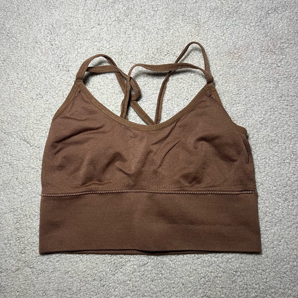 NVGTN Seamless Flourish Spandex Brown Sports Bra Size Small - Picture 2 of 4